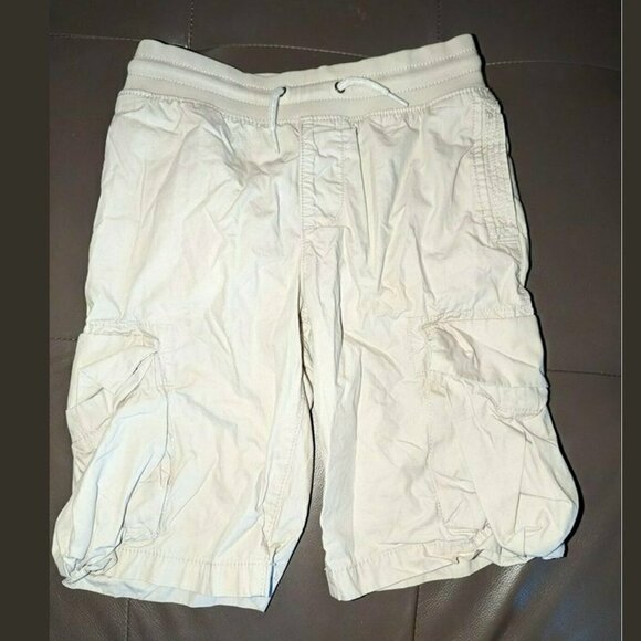 Gap Kids Elastic Waist Drawstring Pull On Cargo Khaki Knee Length Shorts L 10 - Picture 1 of 2